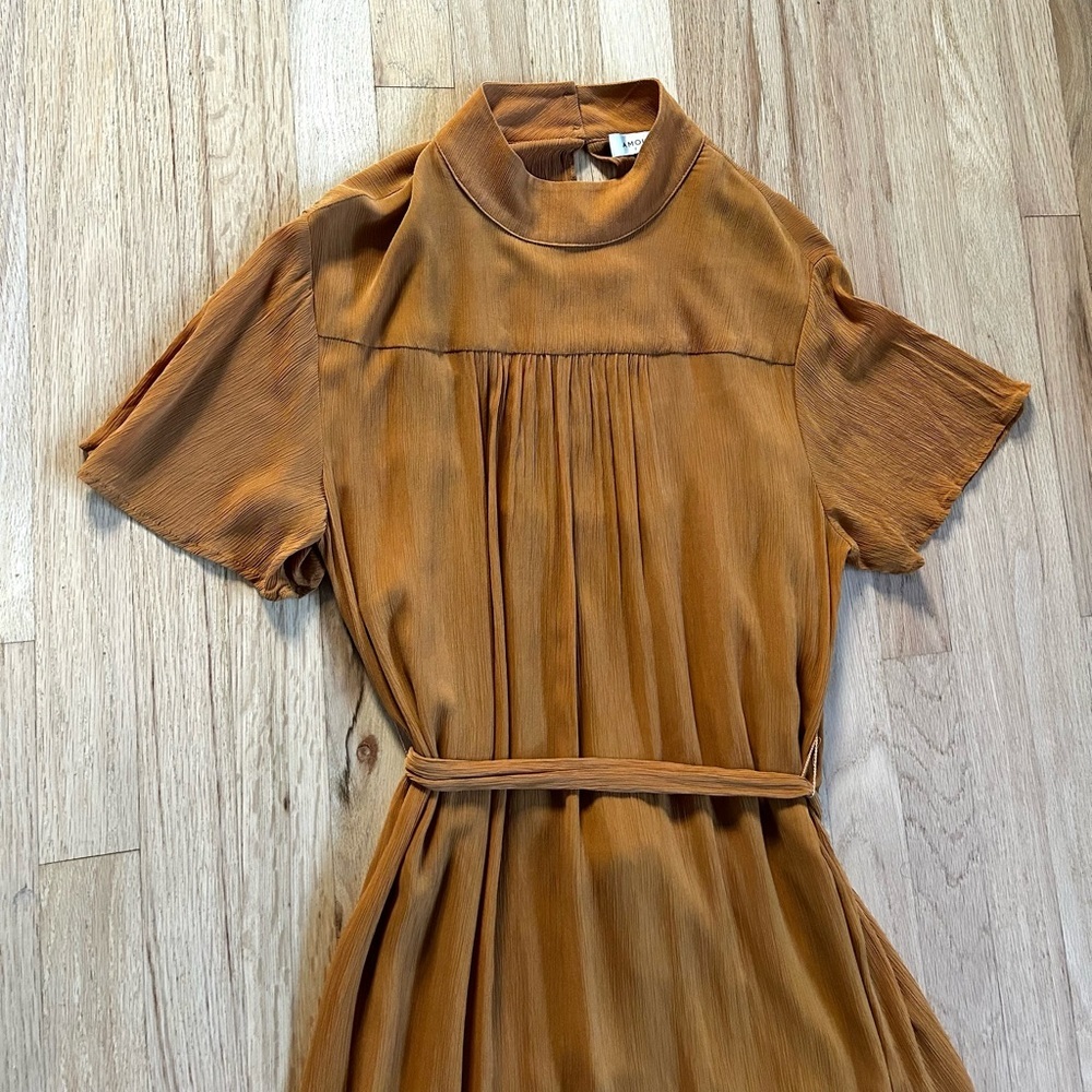 AMOUR VERT onie midi dress marigold flutter sleeve mockneck made in usa size M - Picture 9 of 16